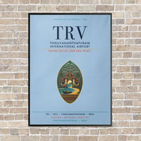 Thumbnail for Thiruvananthapuram International Airport TRV vertical canvas print - framed - light blue background