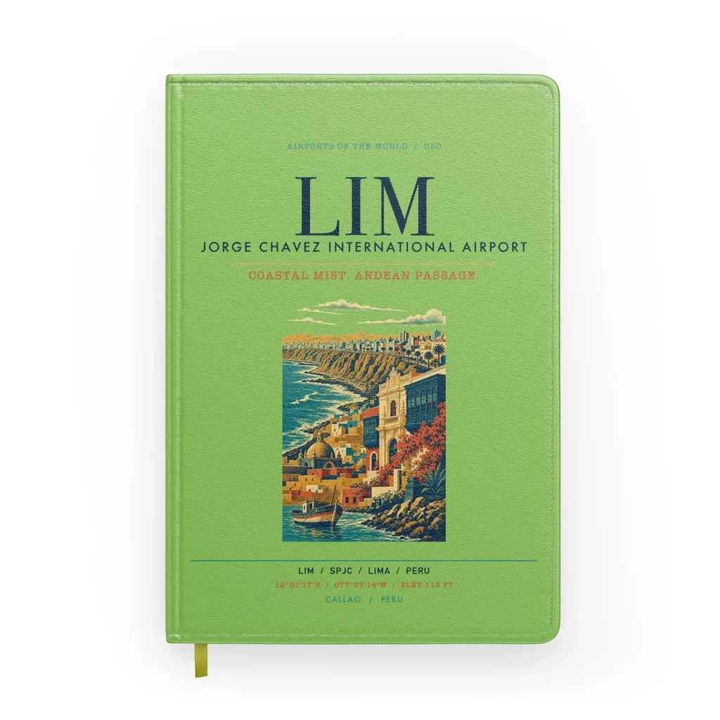 Lima Jorge Chavez International Airport (LIM) design on light green notebook