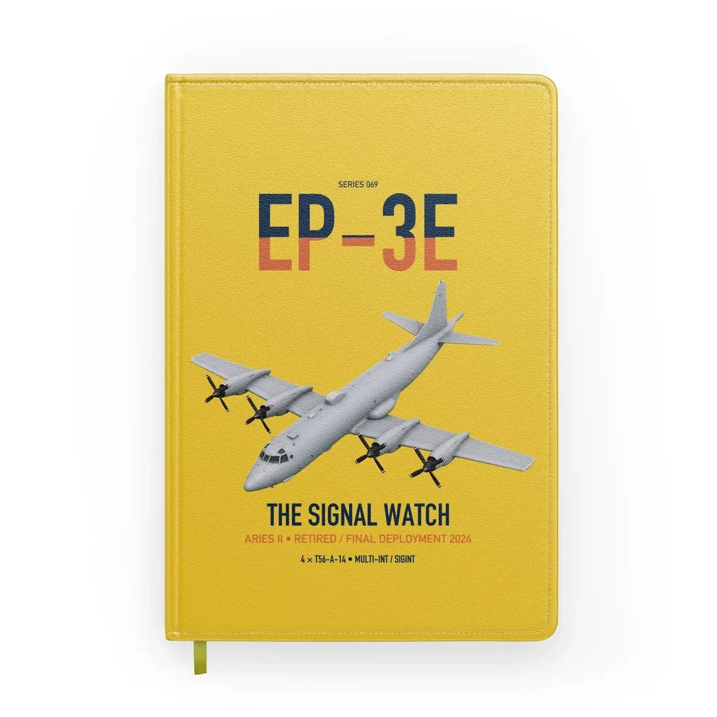 EP-3E ARIES II design on yellow notebook