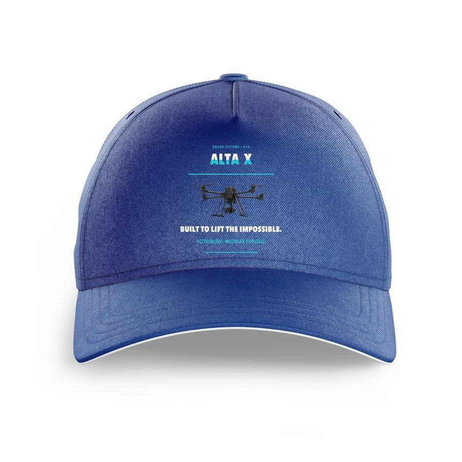 Freefly Alta X design on blue printed hat