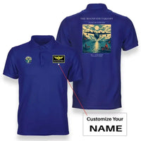 Thumbnail for VINTAGE G4441 - The Moonpath Takeoff - Double-Side Polo T-Shirt design on blue+name