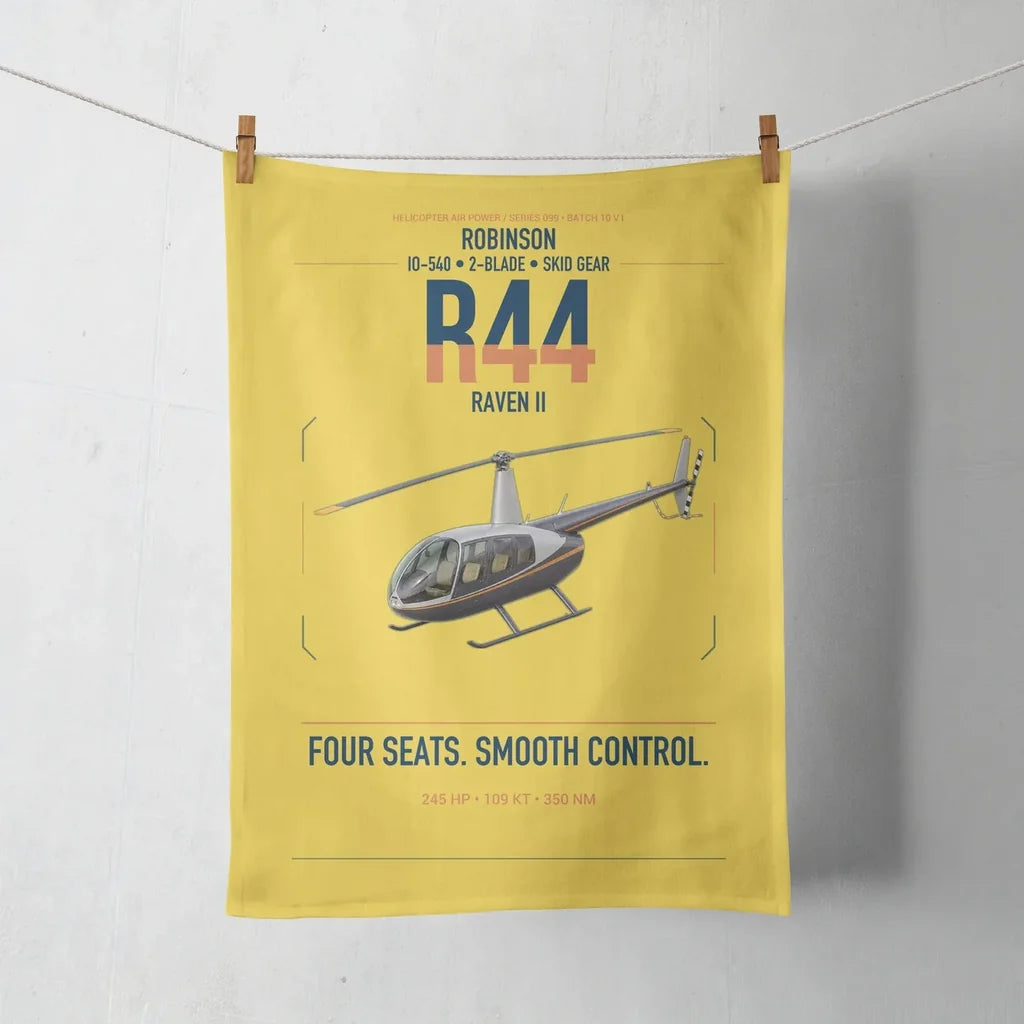 Robinson R44 Raven II design on yellow towel