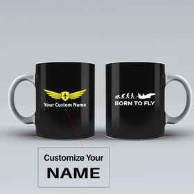 Born To Fly Military Ceramic White Mugs