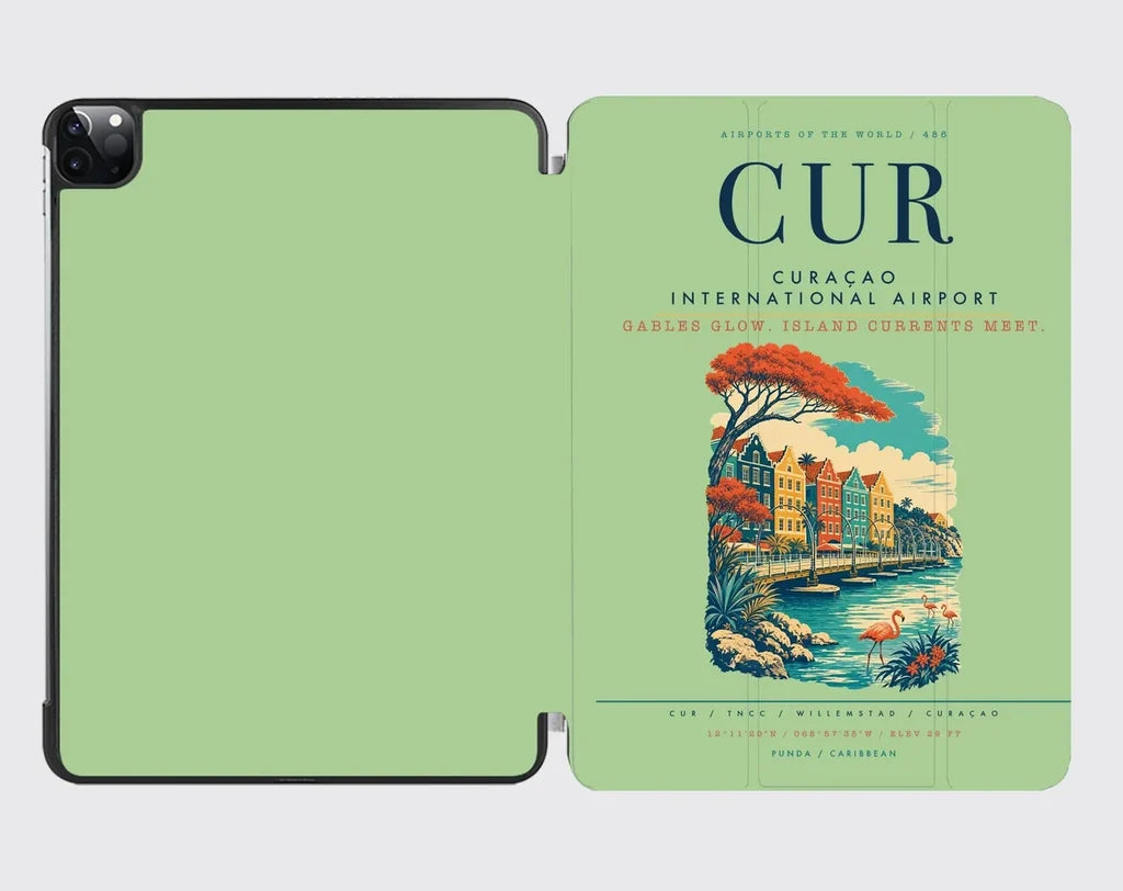 Curaçao International Airport (CUR) design on light green ipad tablet case