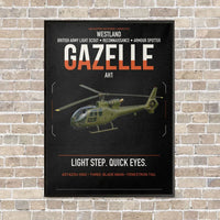 Thumbnail for Westland Gazelle AH1 vertical canvas print - framed - black background