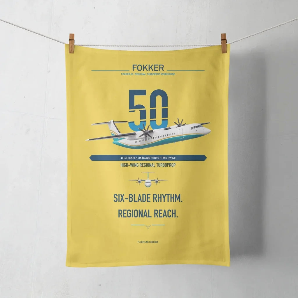 Fokker 50 design on yellow towel