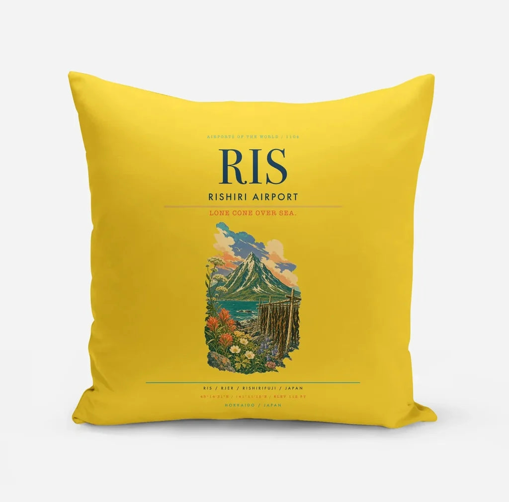 Rishiri Airport (RIS) design on yellow pillow
