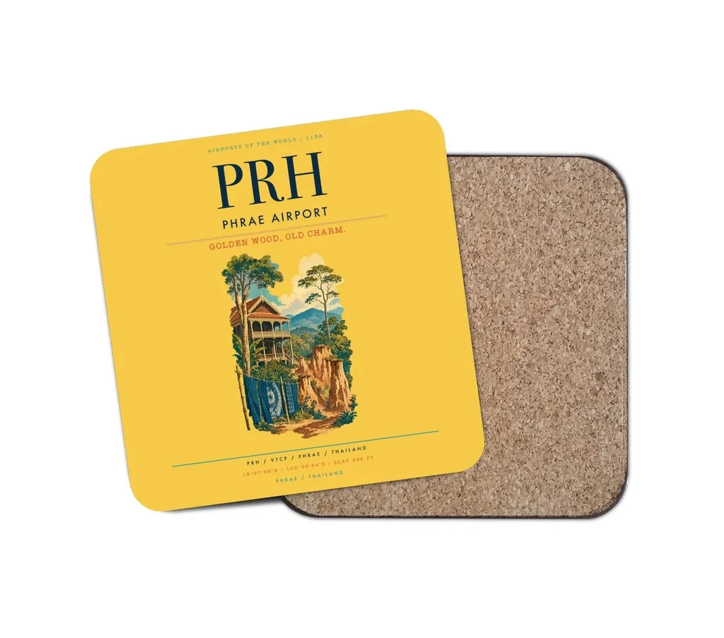 Phrae Airport (PRH) design on yellow 1 piece coaster