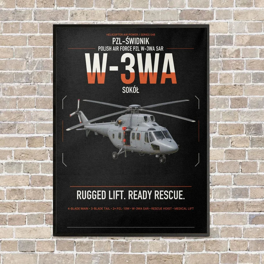 PZL-Świdnik W-3WA Sokół vertical canvas print - framed - black background