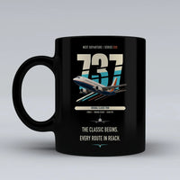 Thumbnail for Boeing 737-300 Classic double-side print on black ceramic mug