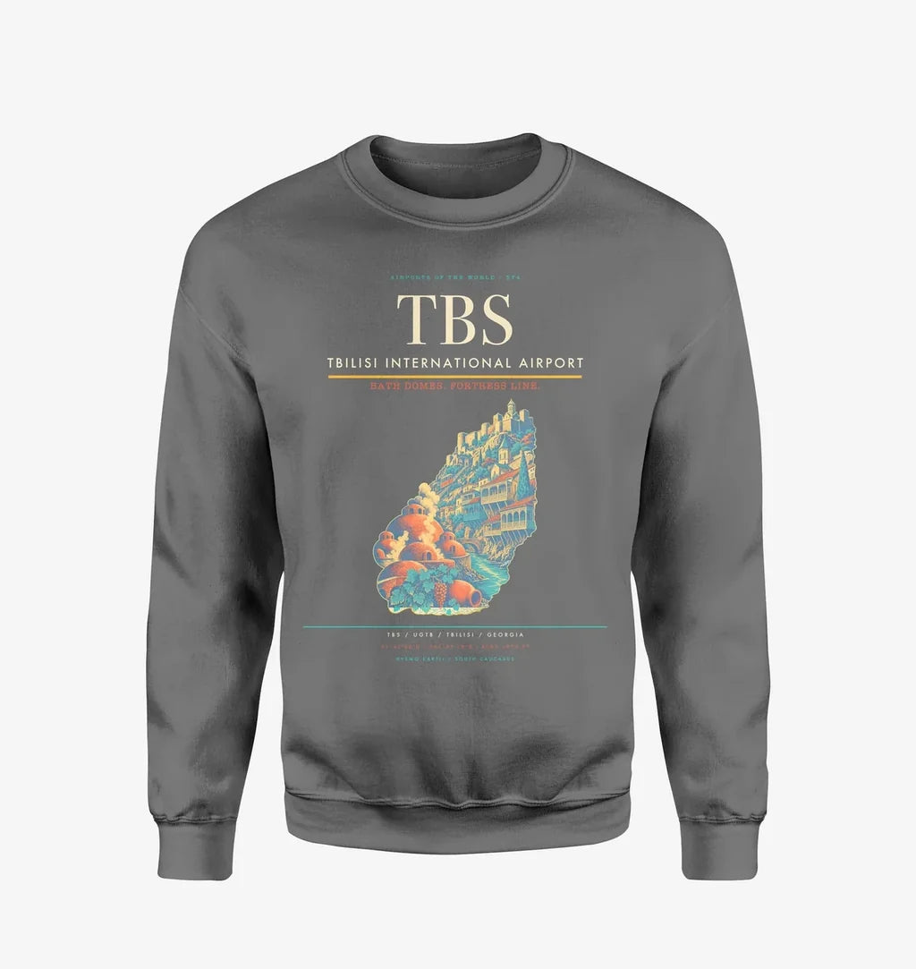 Tbilisi International Airport (TBS) design on gray sweatshirt