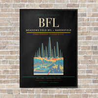Thumbnail for Meadows Field BFL — Bakersfield vertical canvas print - framed - black background