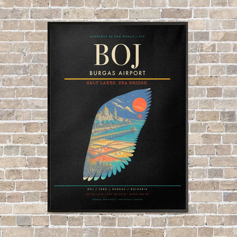 Burgas Airport BOJ - Canvas Framed - Black