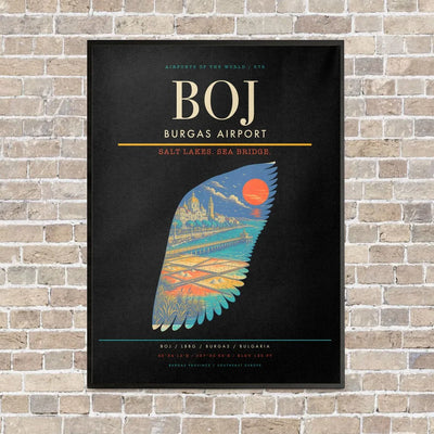 Burgas Airport BOJ - Canvas Framed - Black