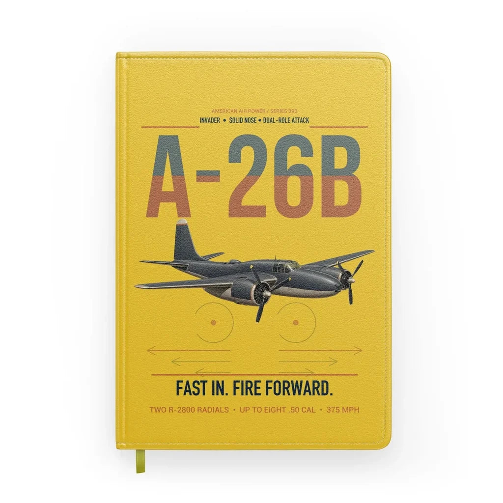 A-26B Invader design on yellow notebook