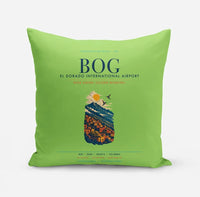Thumbnail for Bogota El Dorado International Airport (BOG) design on light green pillow