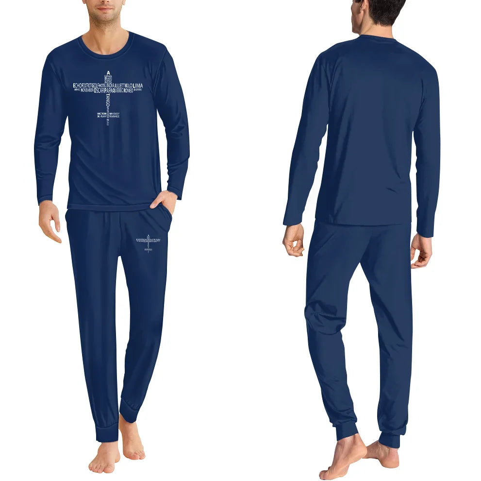 Propeller Shape Aviation Alphabet men pajamas - Dark Blue