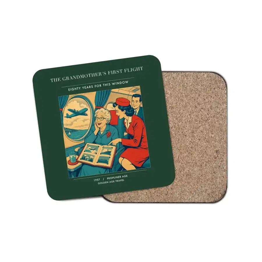 The Grandmother's First Flight - Designed Coasters design on dark green 1-piece