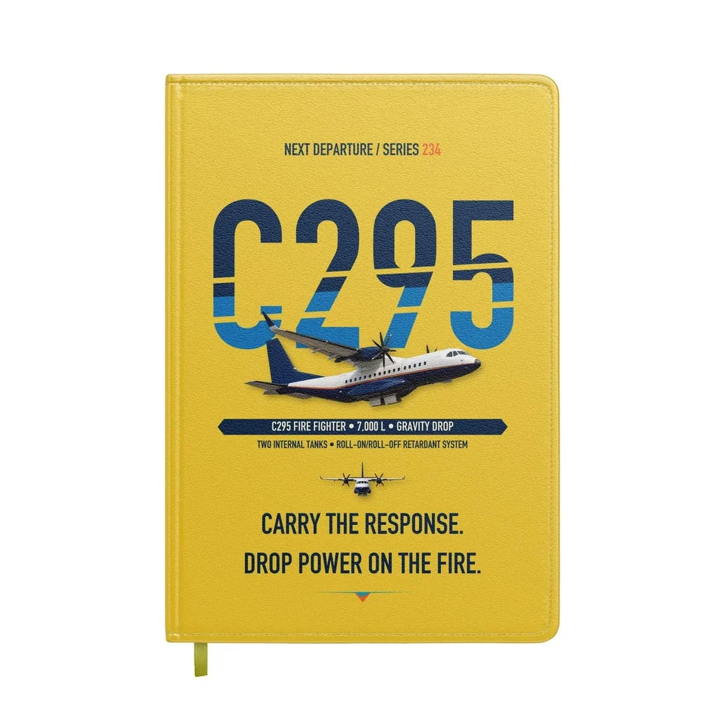 Airbus C295 Firefighter design on yellow notebook