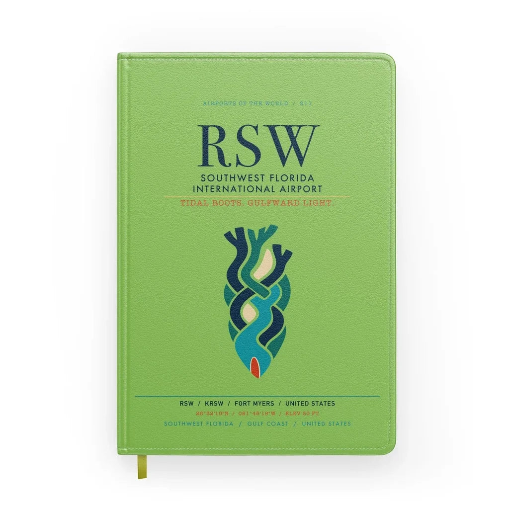 Southwest Florida International Airport (RSW) design on light green notebook