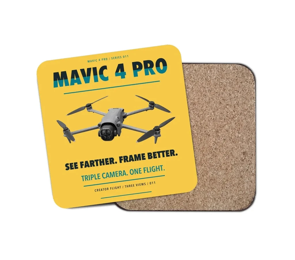 DJI Mavic 4 Pro design on yellow 1 piece coaster