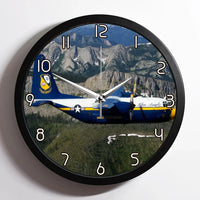 Thumbnail for Amazing View with Blue Angels aviation design on premium wood and metal wall clock.
