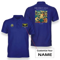 Thumbnail for VINTAGE G4144 - The First Solo - Double-Side Polo T-Shirt design on blue+name