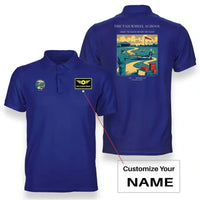 Thumbnail for VINTAGE G4178 - The Tailwheel School - Double-Side Polo T-Shirt design on blue+name