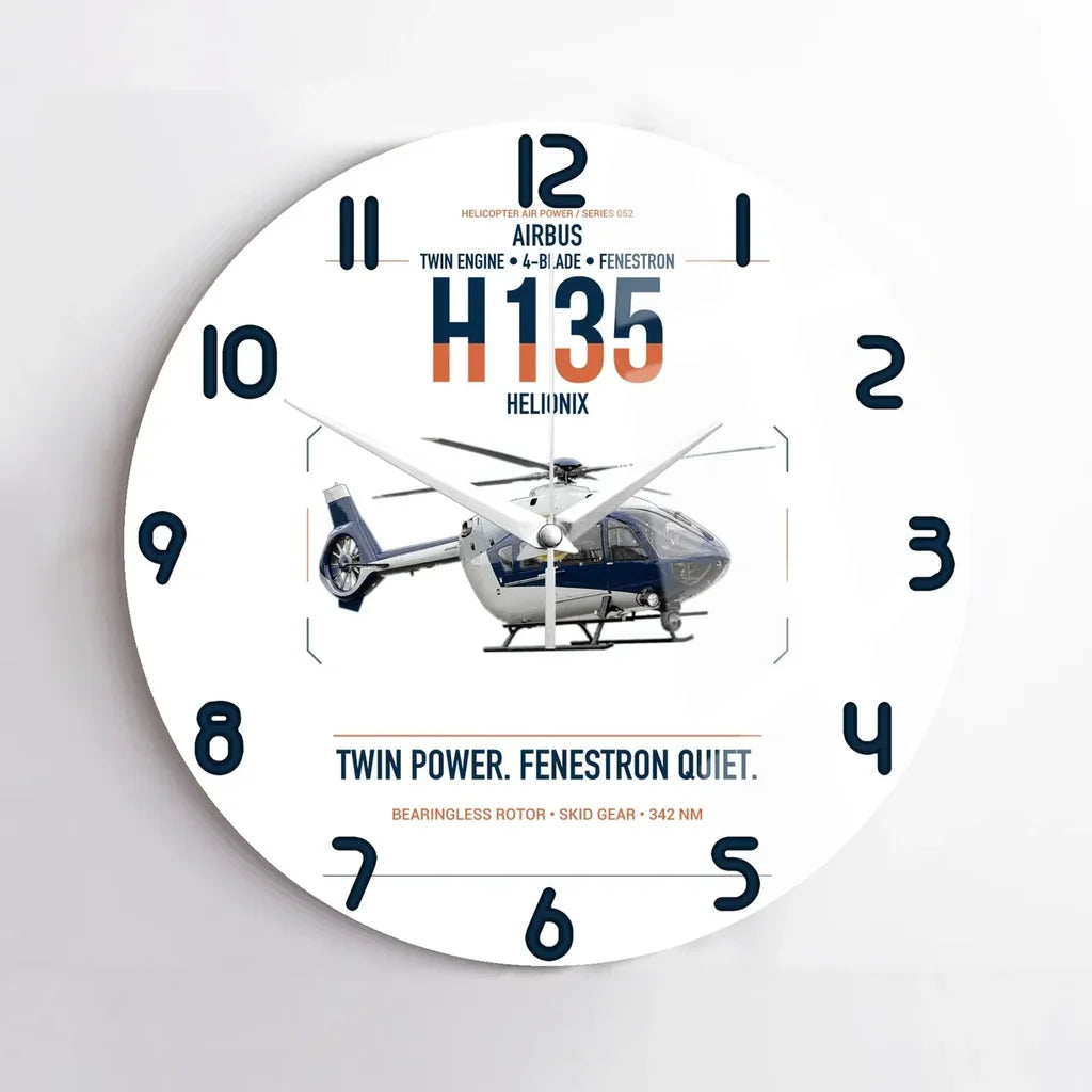 Airbus H135 design on white no frame wall clock