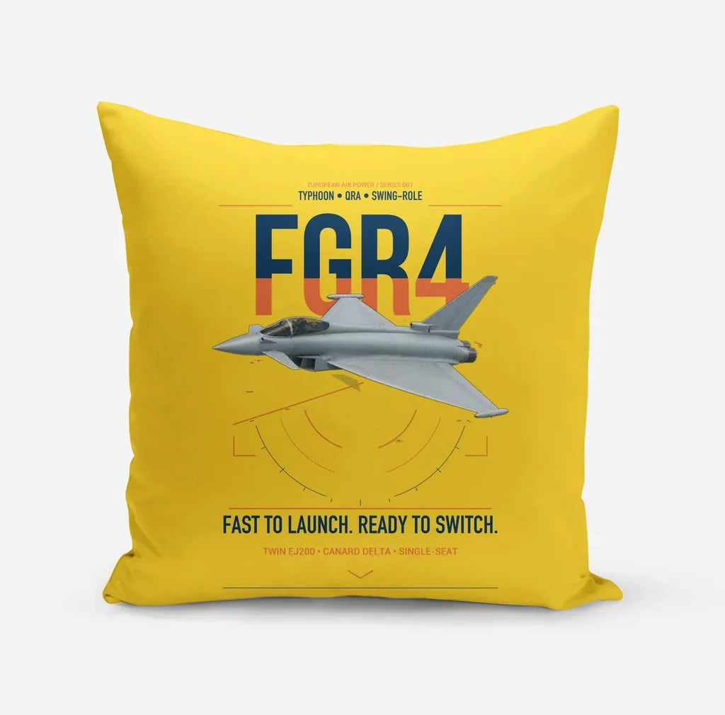 Eurofighter Typhoon FGR4 design on yellow pillow