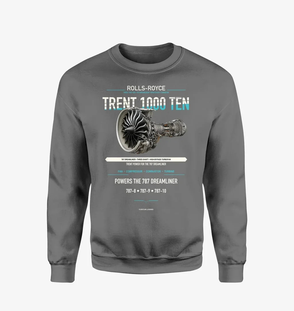TRENT 1000 TEN design on gray sweatshirt