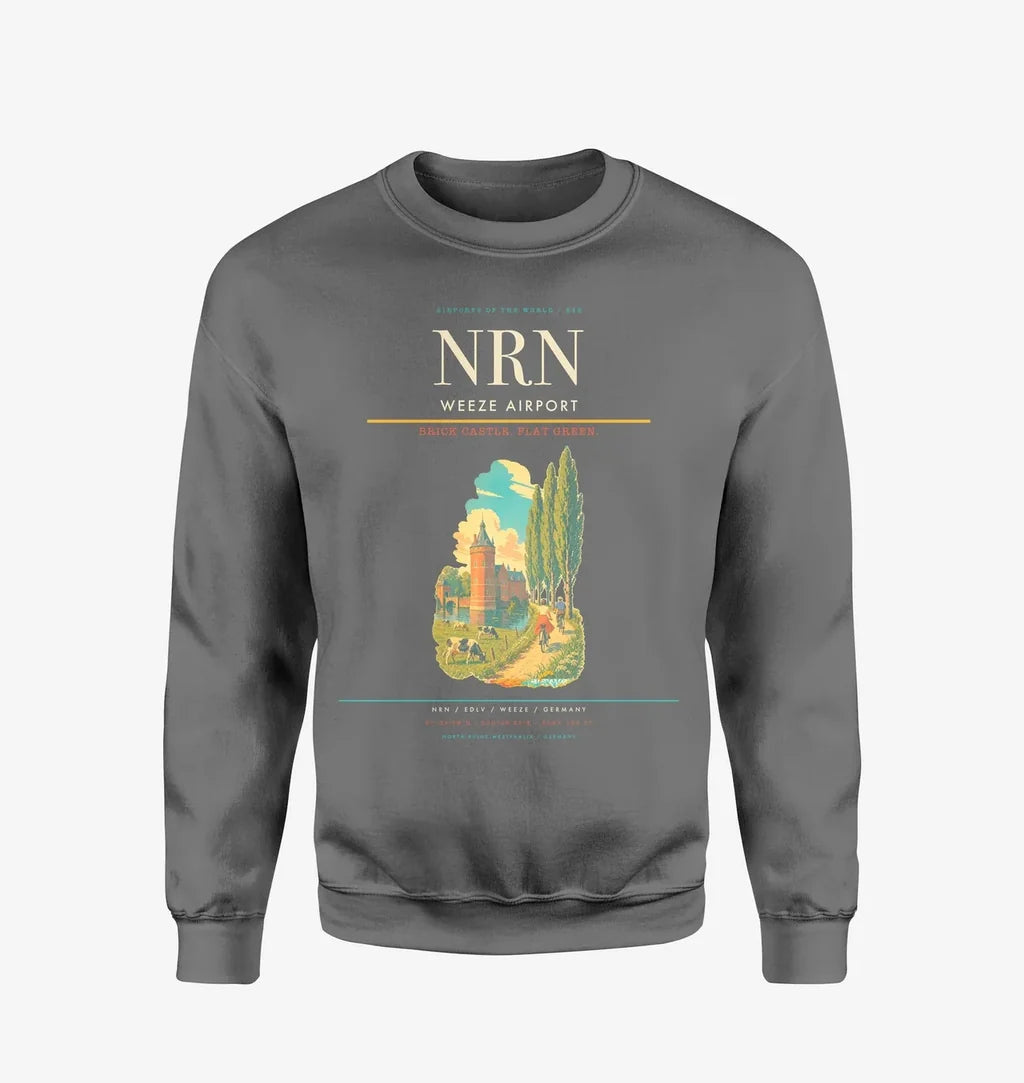 Weeze Airport (NRN) design on gray sweatshirt
