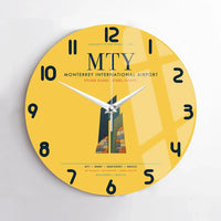 Thumbnail for Monterrey International Airport (MTY) design on yellow no frame wall clock