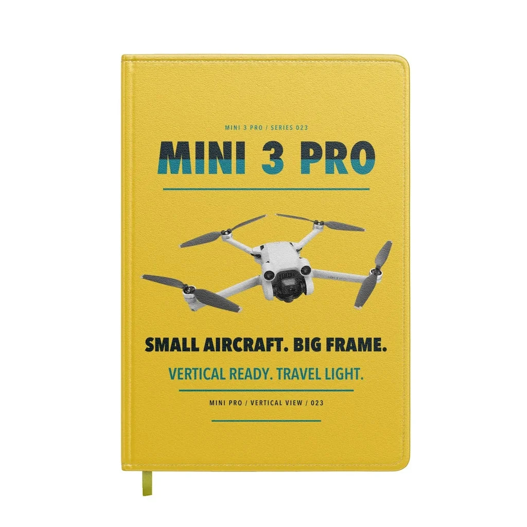 DJI Mini 3 Pro design on yellow notebook