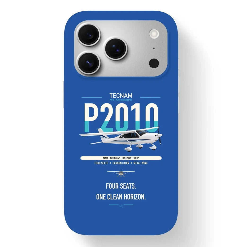 Tecnam P2010 design on blue magsafe iphone case, for iPhone 17 Pro
