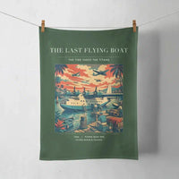 Thumbnail for VINTAGE G4079 - The Last Flying Boat - Designed Towels design on darkgreen