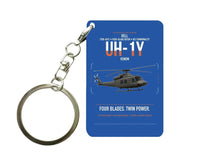 Thumbnail for Bell UH-1Y Venom design on blue designed key chain, double-side print