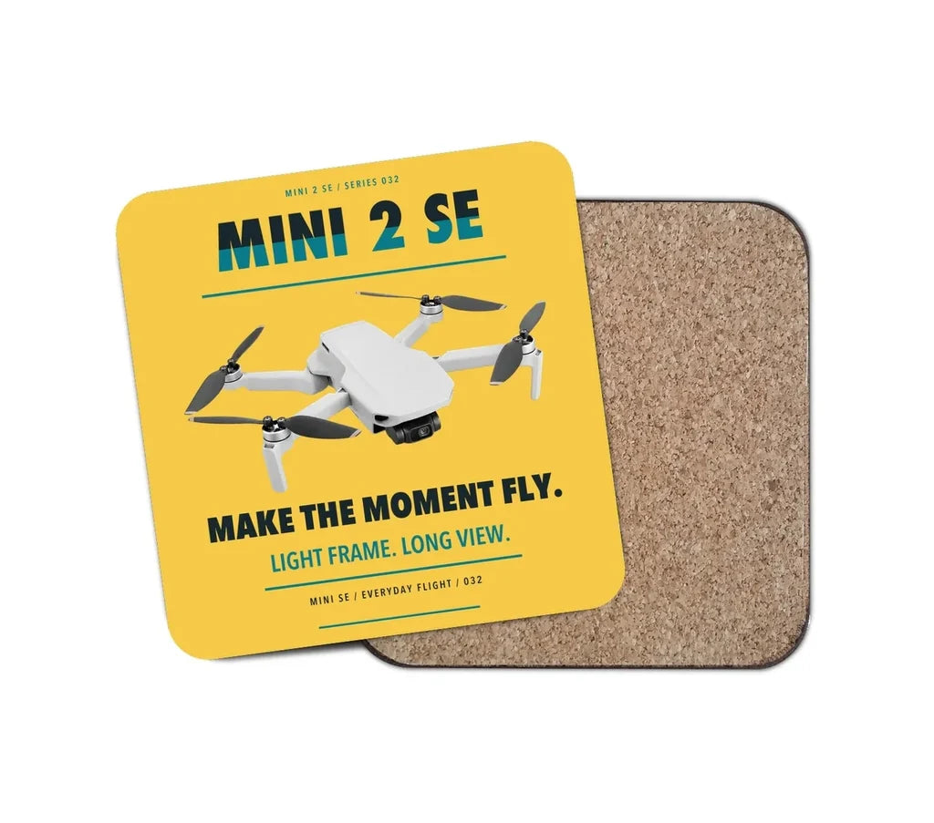 DJI Mini 2 SE design on yellow 1 piece coaster