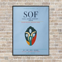Thumbnail for Vasil Levski Airport Sofia SOF vertical canvas print - framed - light blue background