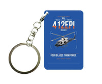 Thumbnail for Bell 412EPI design on blue designed key chain, double-side print