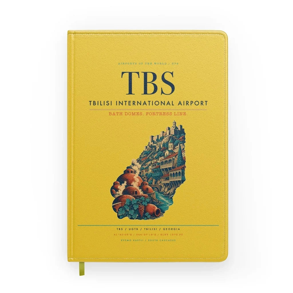 Tbilisi International Airport (TBS) design on yellow notebook