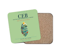Thumbnail for Mactan-Cebu International Airport (CEB) design on light green 1 piece coaster