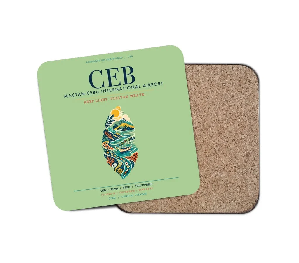 Mactan-Cebu International Airport (CEB) design on light green 1 piece coaster