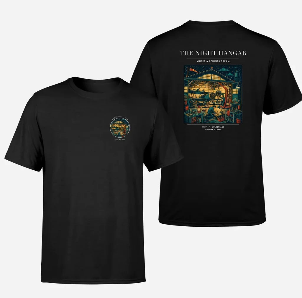 VINTAGE G4049 - The Night Hangar - Double-Side T-Shirt design on black double side t shirt