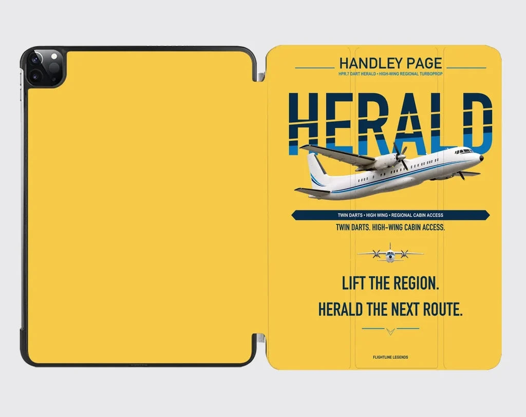 Handley Page HPR.7 Dart Herald design on yellow ipad tablet case
