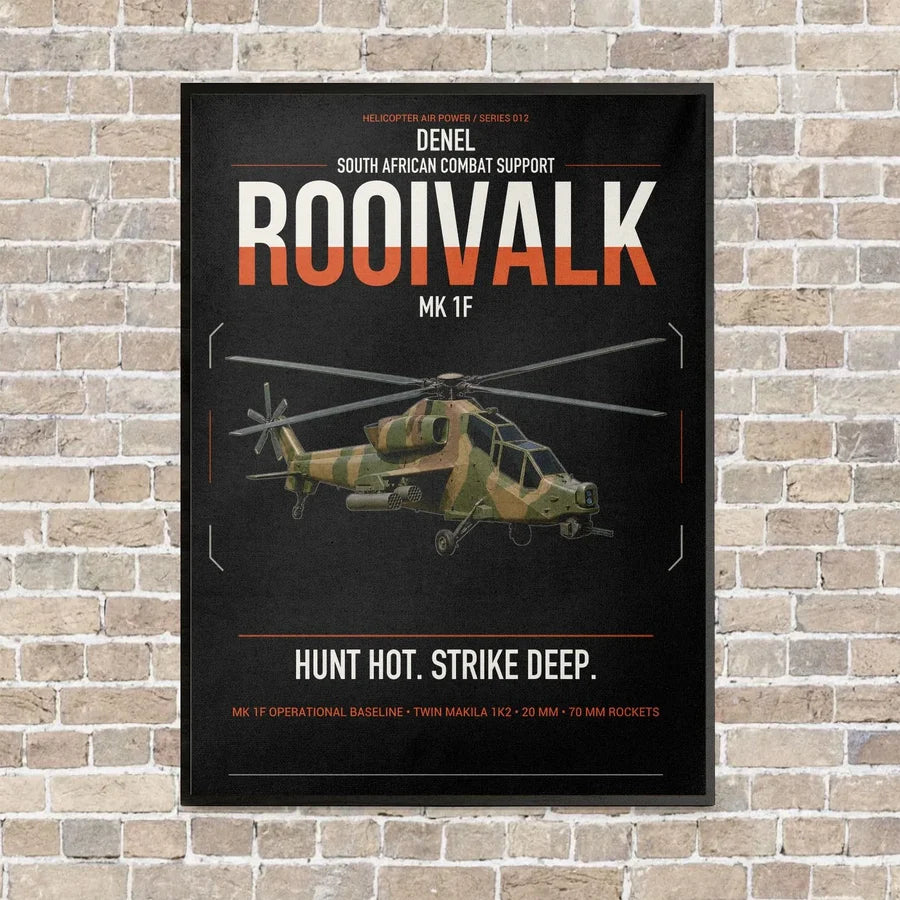 Denel Rooivalk Mk 1F vertical canvas print - framed - black background