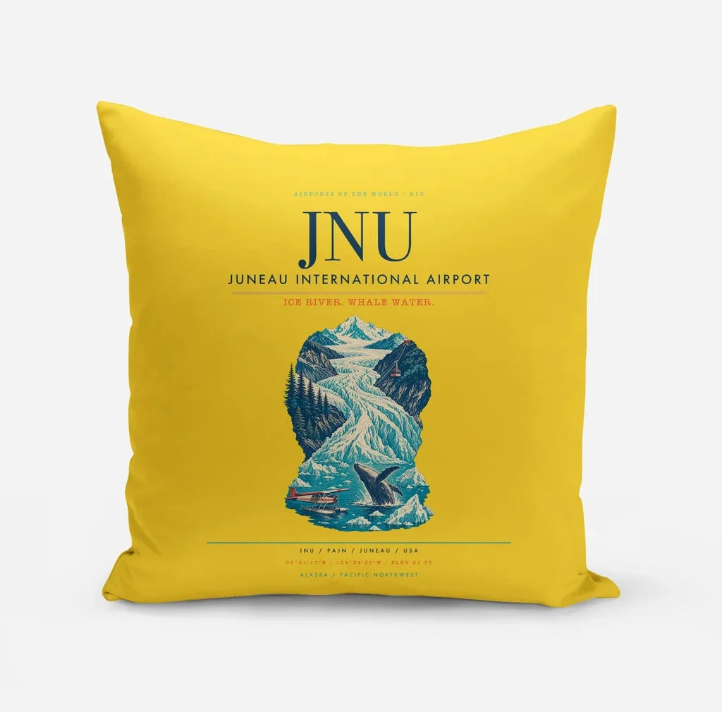 Juneau International Airport (JNU) design on yellow pillow