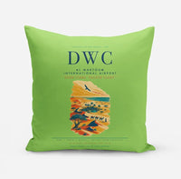 Thumbnail for Al Maktoum International Airport (DWC) design on light green pillow