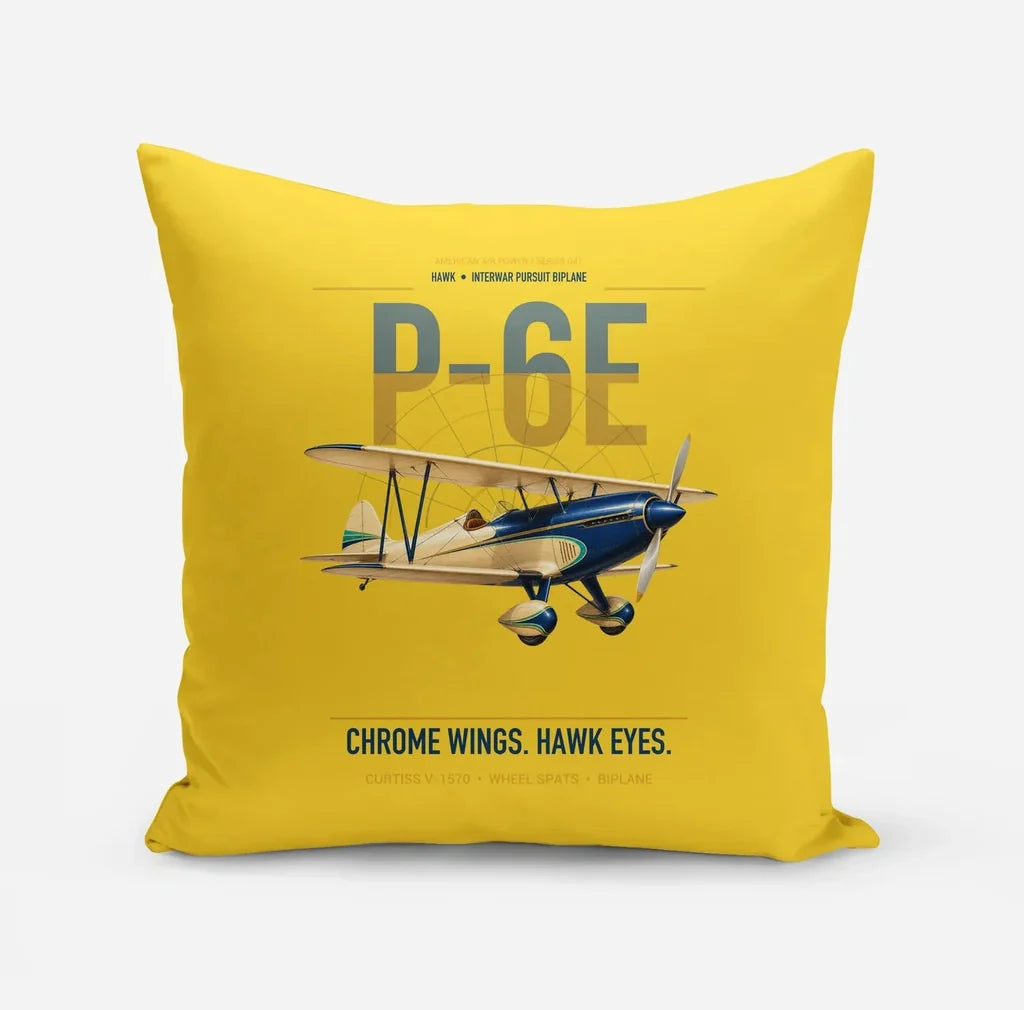 Curtiss P-6E Hawk design on yellow pillow