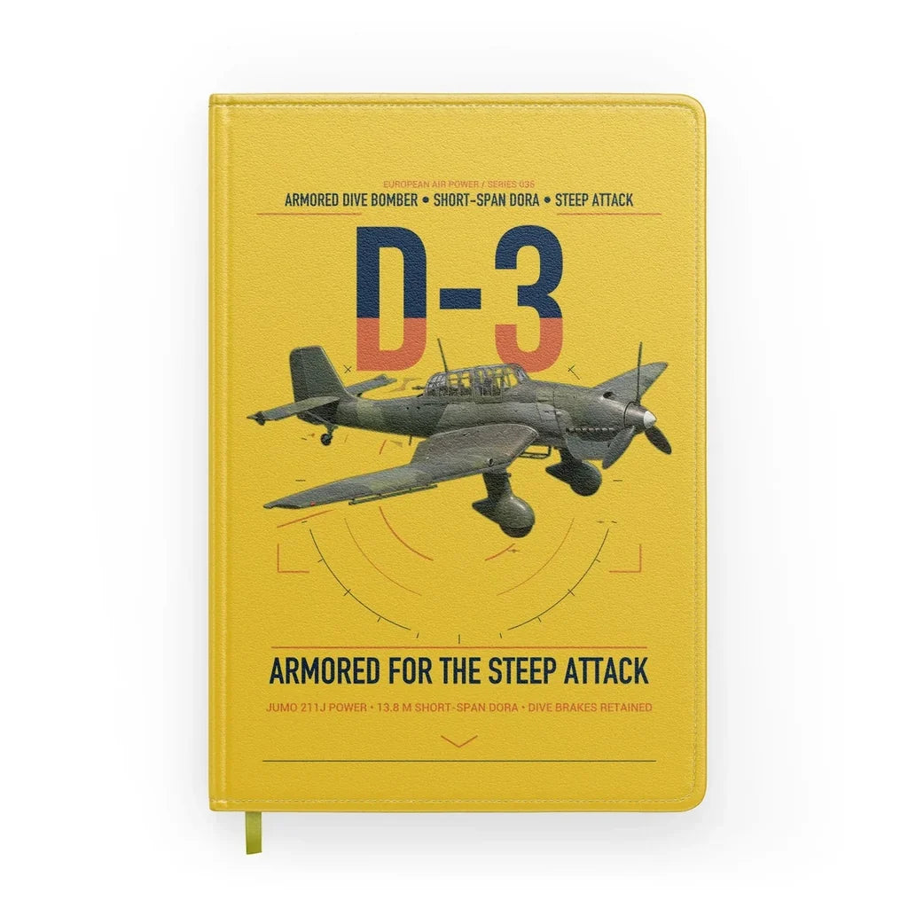 Junkers Ju 87D-3 design on yellow notebook
